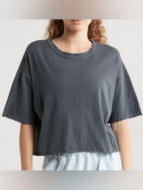 FP Movement Free People Inspire Tee Size XL Oversized Gray Cropped Shirt